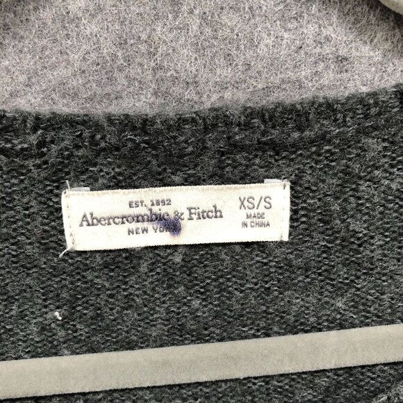 Abercrombie & Fitch Holiday Sweater Womens XS/S Gray Crewneck Love Sequin Wool - Picture 4 of 7